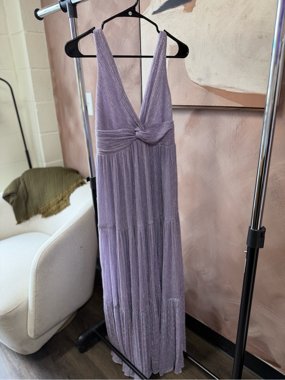 Sabina Musayev Sleeveless Lavender Metallic Maxi Dress size S MSRP $400 - Picture 2 of 4